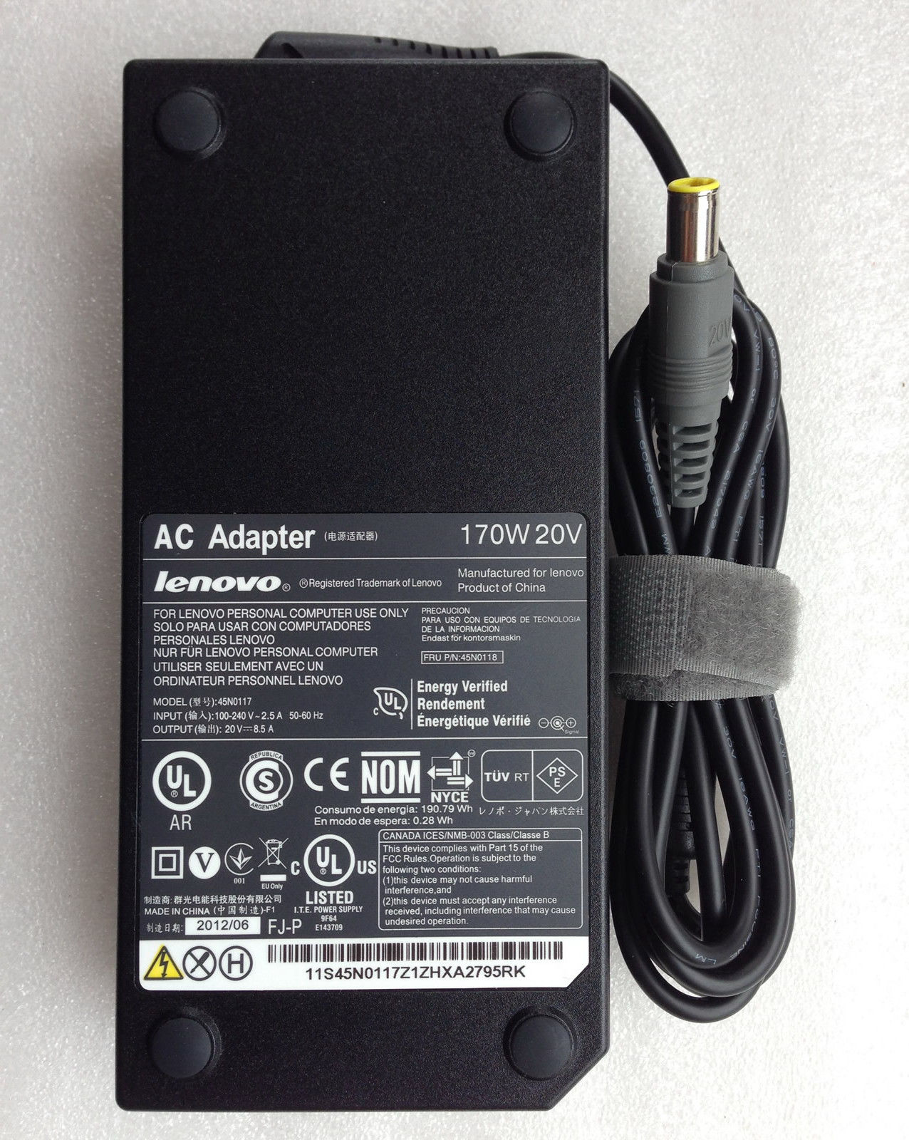 Lenovo - 45N0372 - 170W 20V/8.5A AC Adapter (SQR)